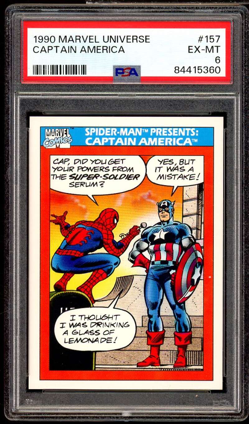 Captain America Card 1990 Marvel Universe #157 PSA 6 Image 1