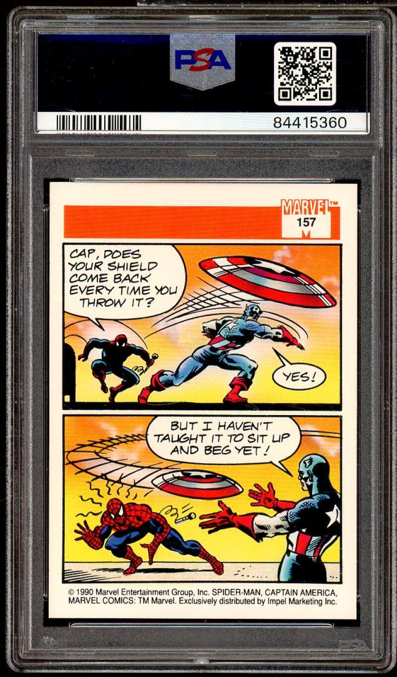 Captain America Card 1990 Marvel Universe #157 PSA 6 Image 2