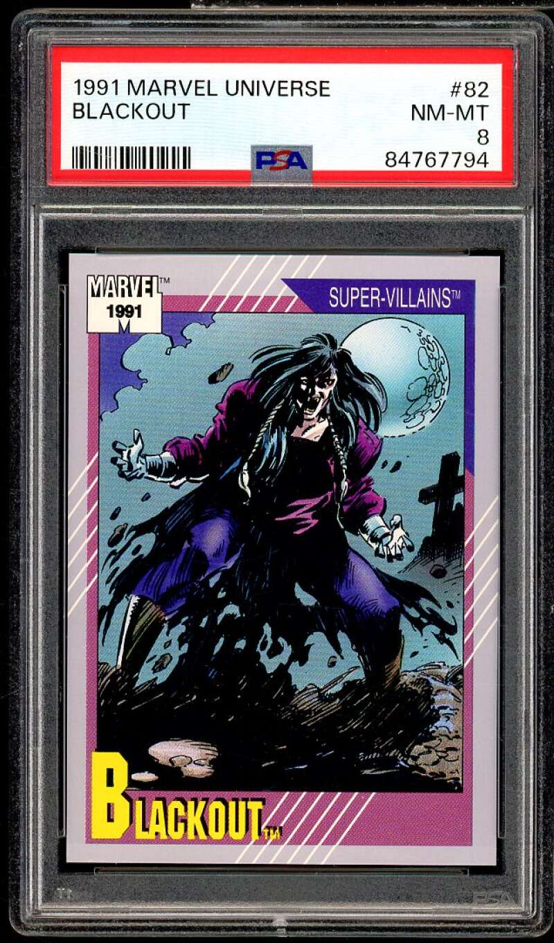 Blackout Card 1991 Marvel Universe #82 PSA 8 Image 1