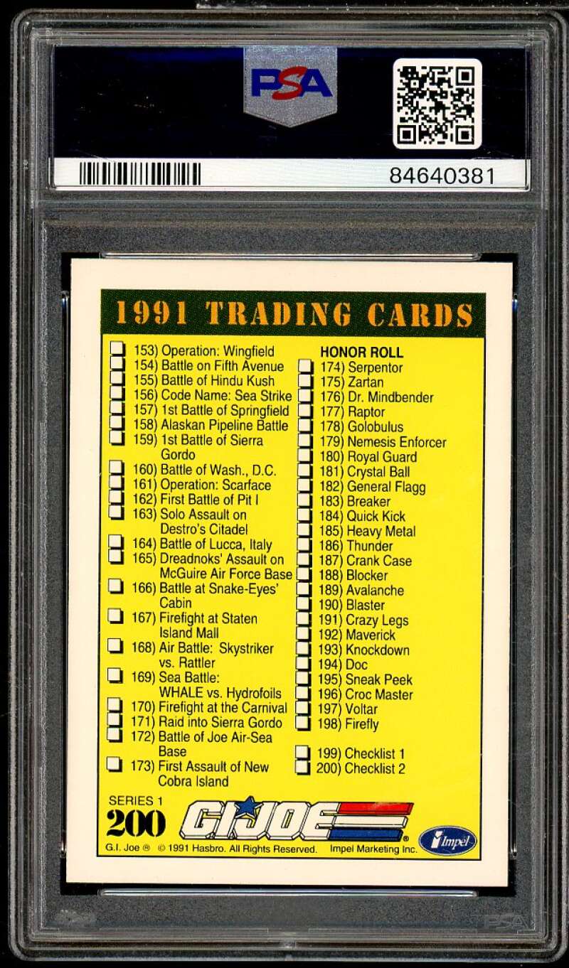 Checklist 106-200 Card 1991 Impel G.I. Joe Series 1 #200 PSA 7 Image 2