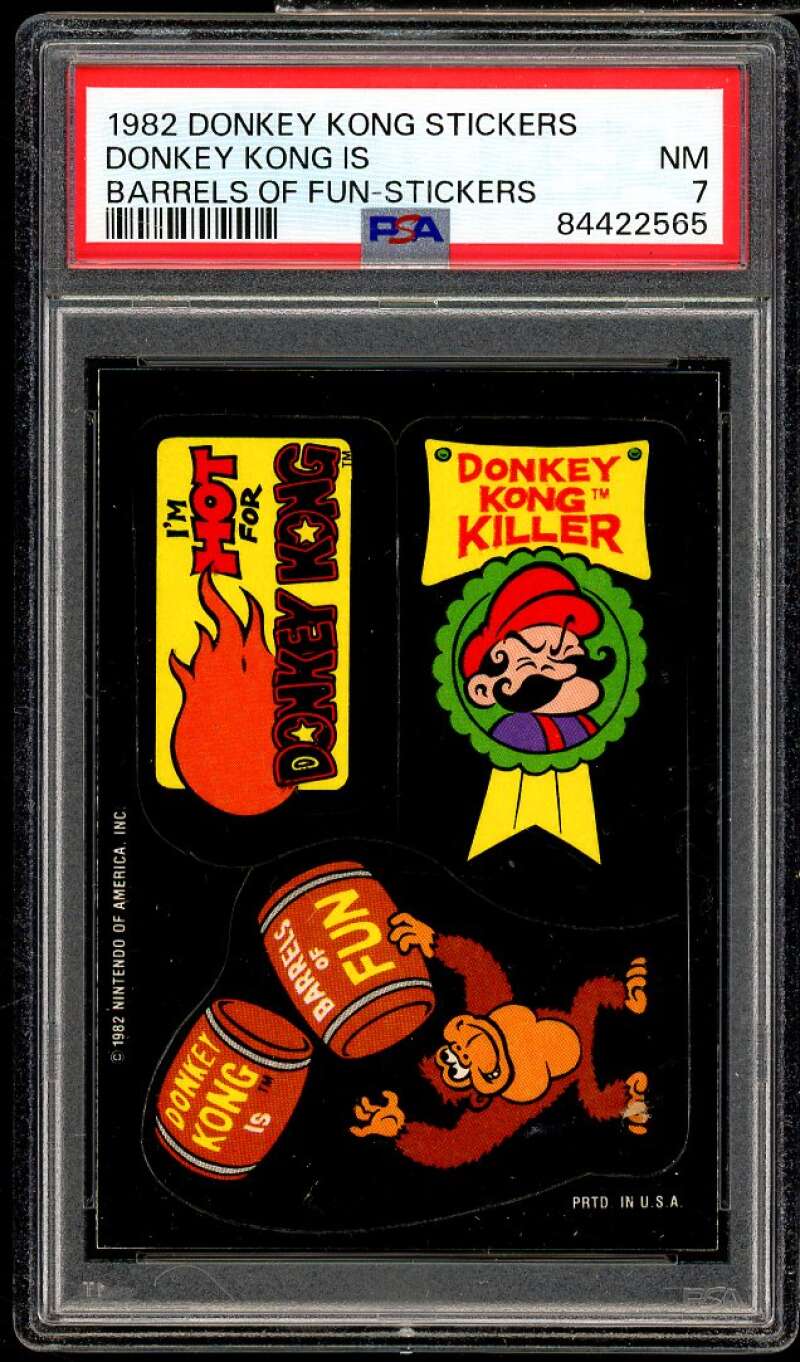 Donkey Kong Is Barrels Of Fun-Stickers Card 1982 Donkey Kong Stickers #nno PSA 7 Image 1