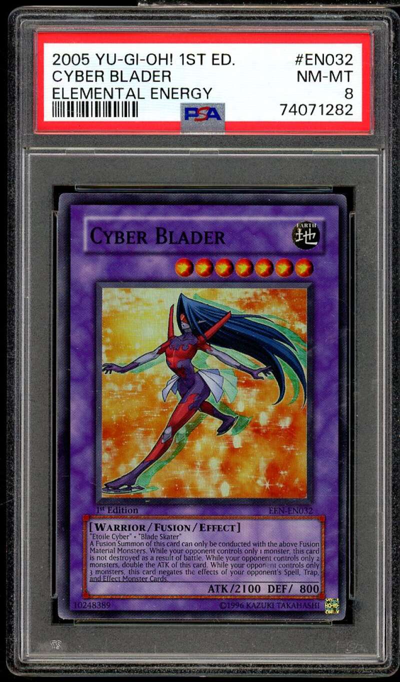 Cyber Blader Elemental Energy Card 2005 Yu-Gi-Oh 1st Edition #eno32 PSA 8 Image 1