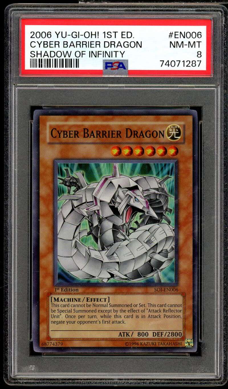 Cyber Barrier Dragon Shadow Of Infinity 2006 Yu-Gi-Oh 1st Edition #eno06 PSA 8 Image 1