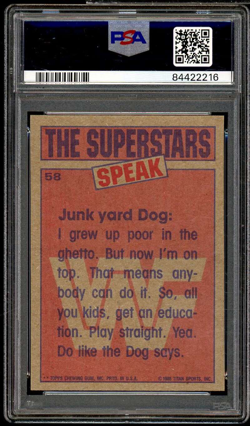 Junk Yard Dog Card 1985 Topps WWF #58 PSA 7 Image 2
