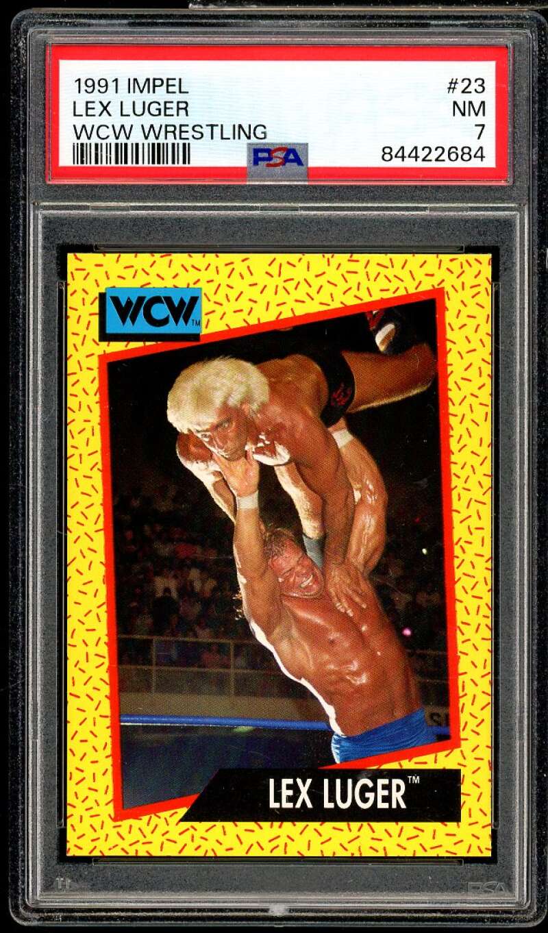 Lex Luger Card 1991 Impel WCW Wrestling #23 PSA 7 Image 1