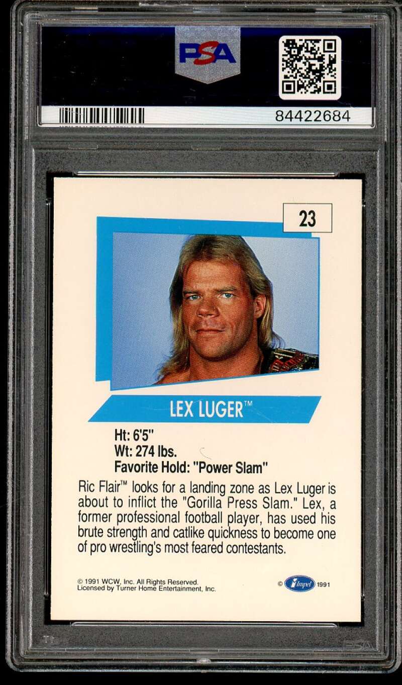 Lex Luger Card 1991 Impel WCW Wrestling #23 PSA 7 Image 2