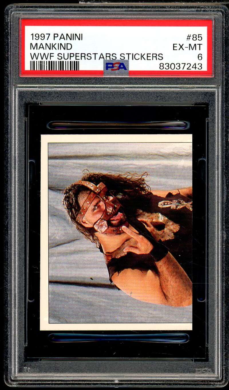 Mankind Card 1997 Panini WWF Superstars Stickers #85 PSA 6 Image 1