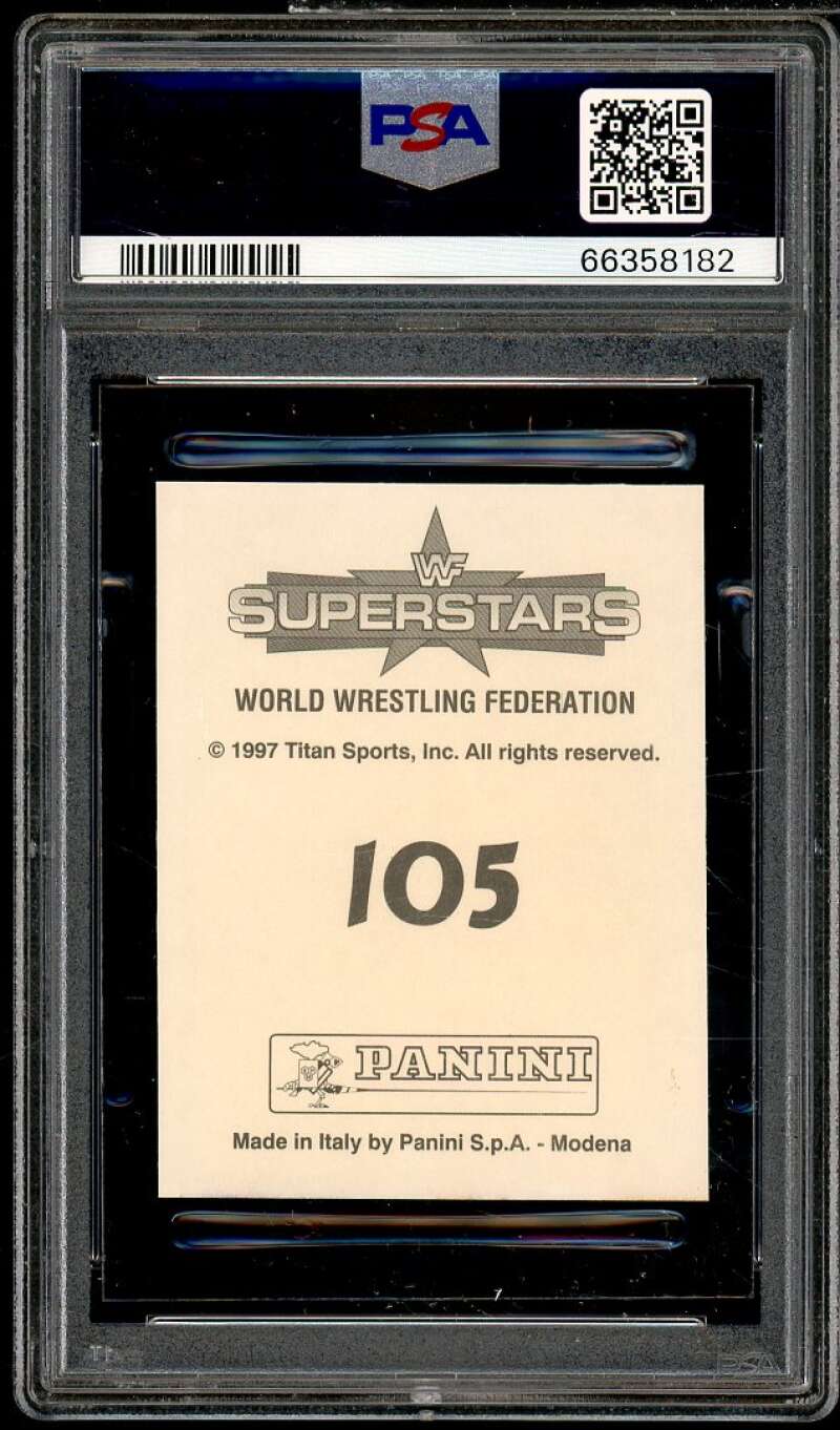 Ahmed Johnson Card 1997 Panini WWF Superstars Stickers #105 PSA 6 Image 2