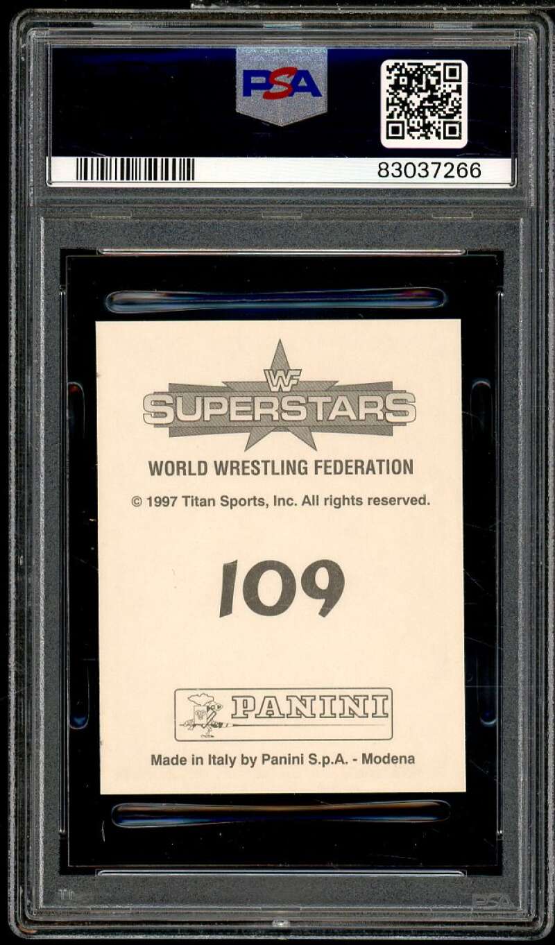 Ahmed Johnson Card 1997 Panini WWF Superstars Stickers #109 PSA 7 Image 2