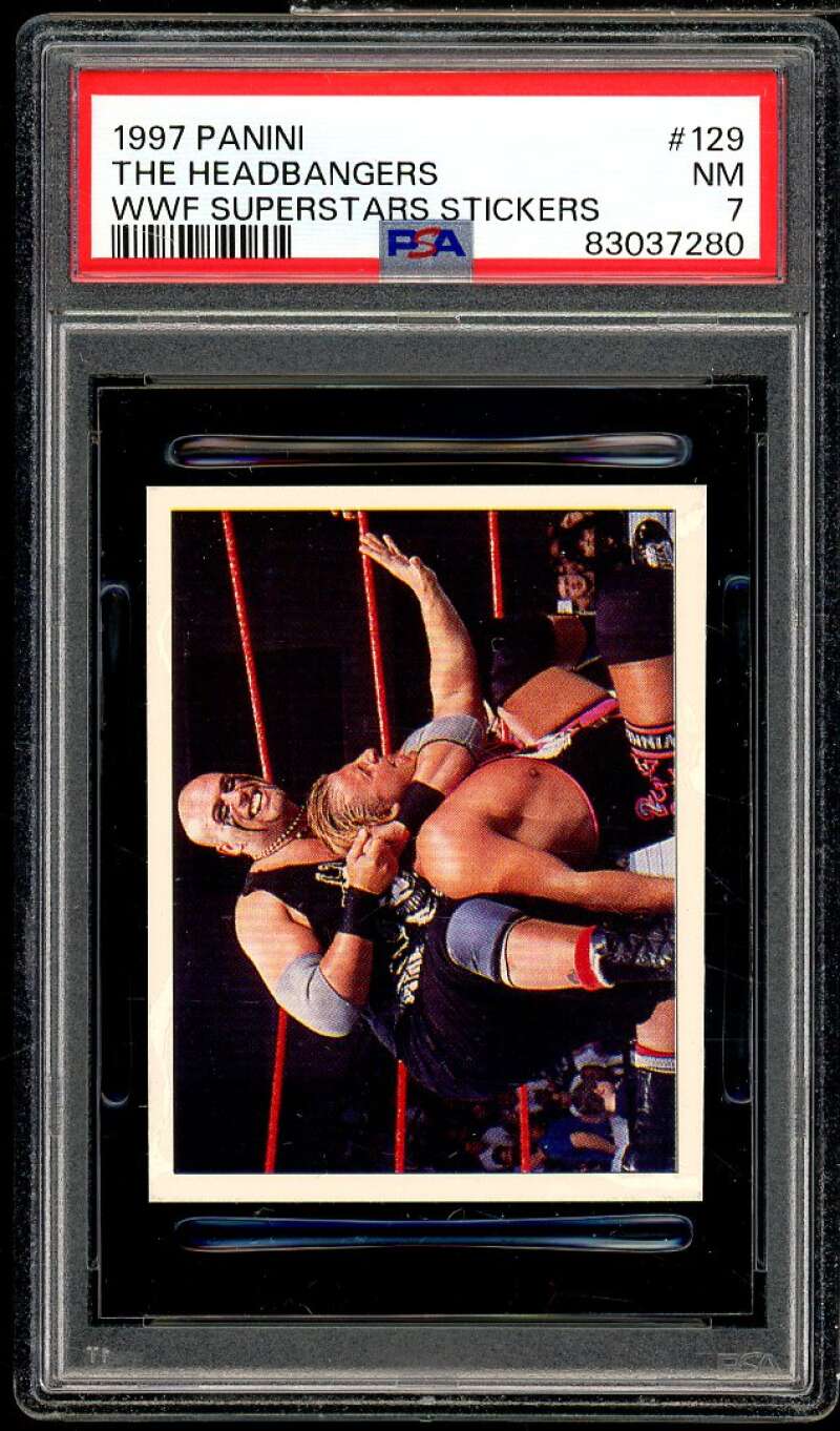 The Headbangers Card 1997 Panini WWF Superstars Stickers #129 PSA 7 Image 1