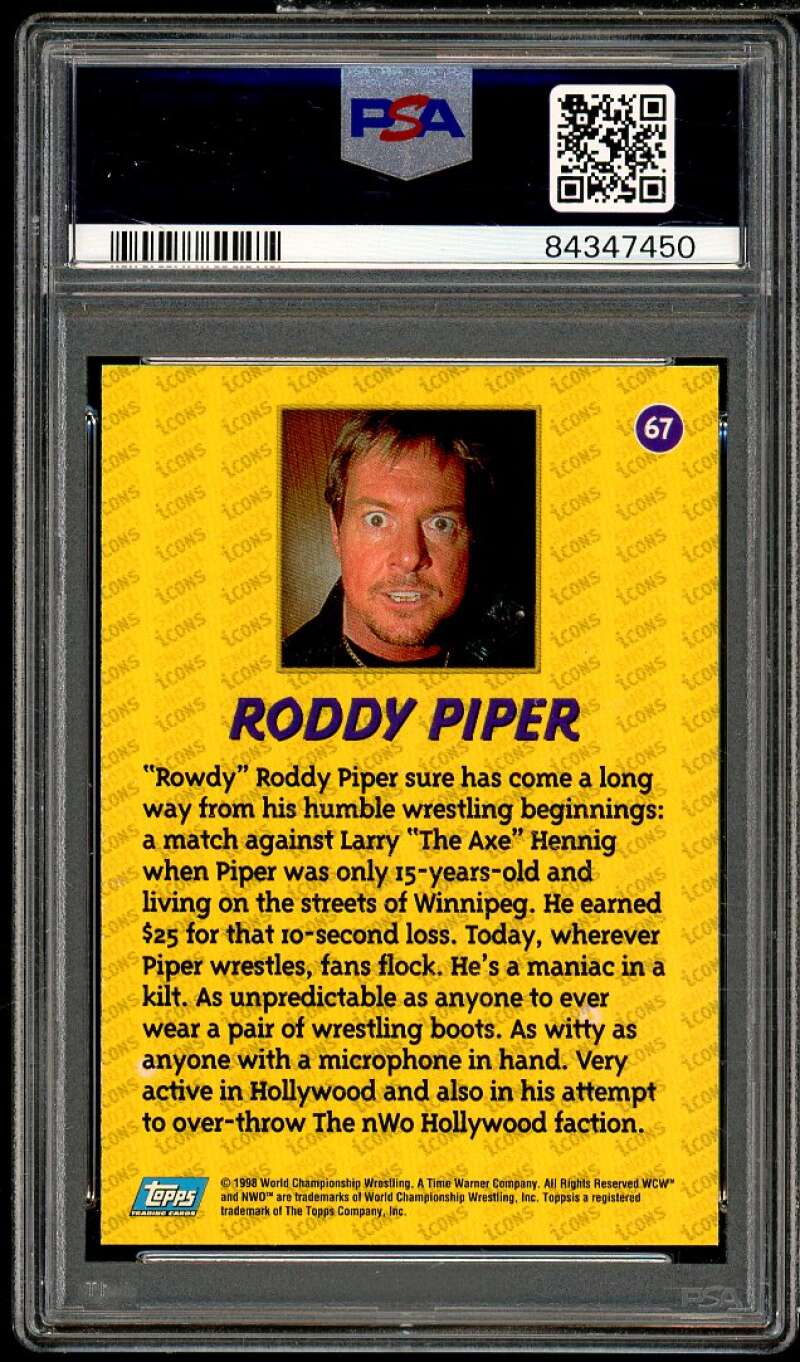 "Rowdy" Roddy Piper Card 1998 tpps WCW/nWo #67 PSA 7 Image 2