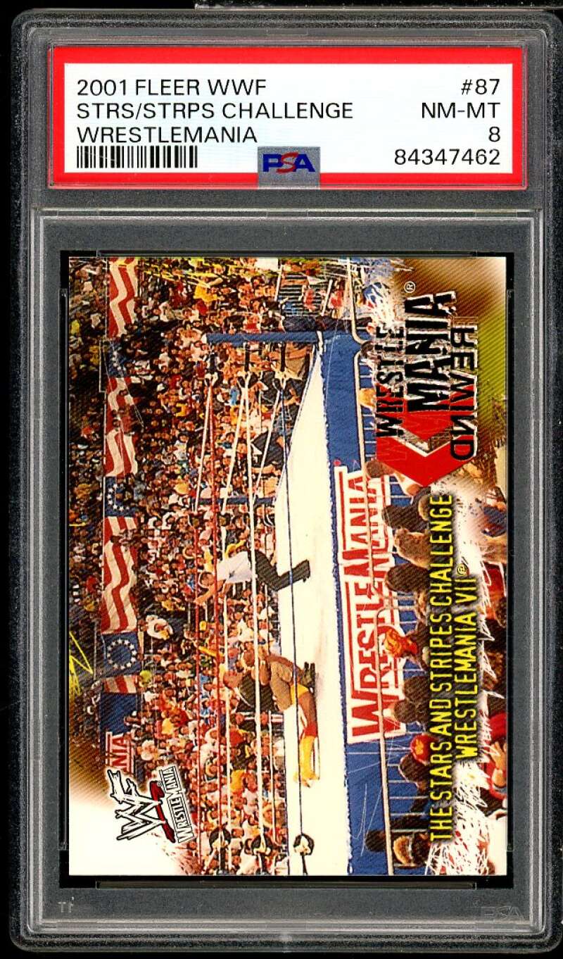 Wrestlemania Card 2001 Fleer WWF Stars/Stripes Challenge #87 PSA 8 Image 1