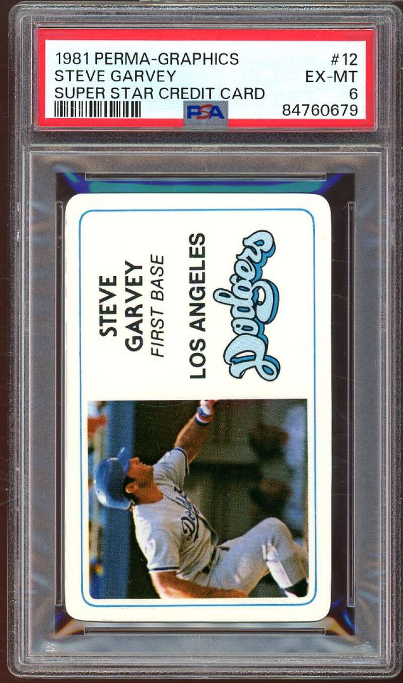 Steve Garvey Card 1981 Perma-Graphics Super Star Credit Card #12 PSA 6 Image 1