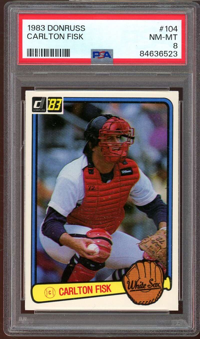 Carlton Fisk Card 1983 Donruss #104 PSA 8 Image 1