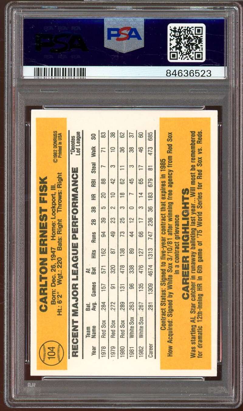 Carlton Fisk Card 1983 Donruss #104 PSA 8 Image 2