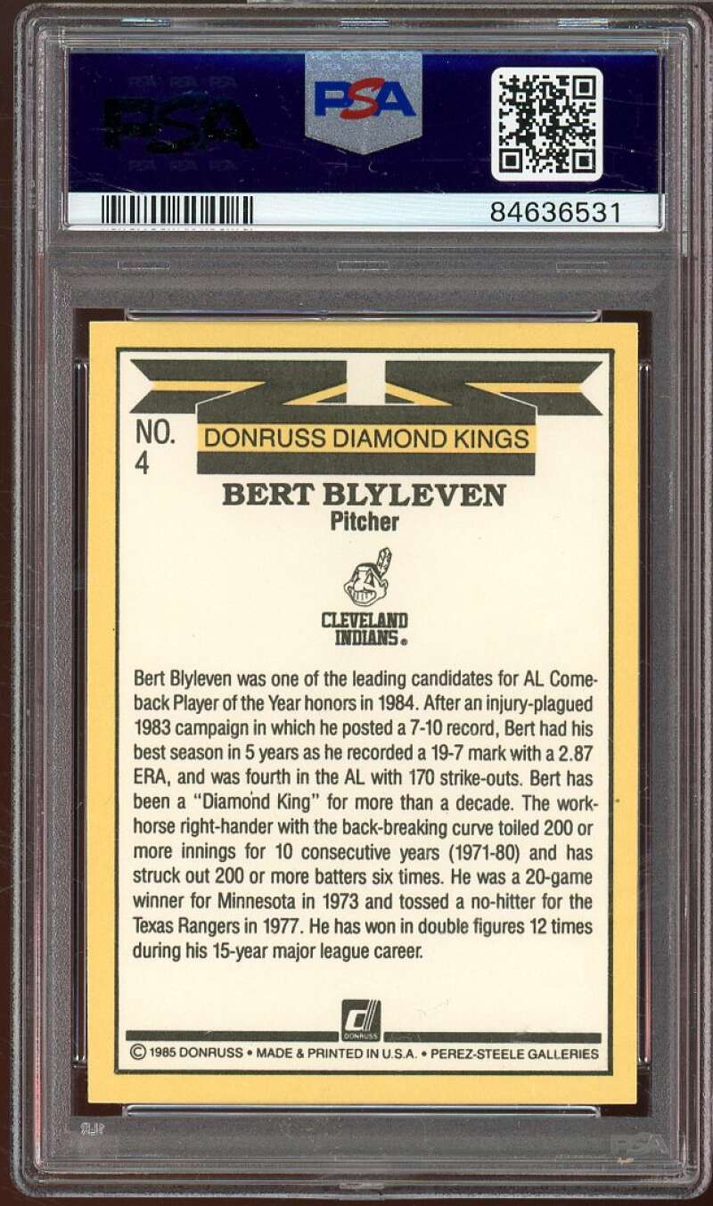 Bert Blyleven Card 1985 Donruss Super Diamond Kings #4 PSA 8 Image 2