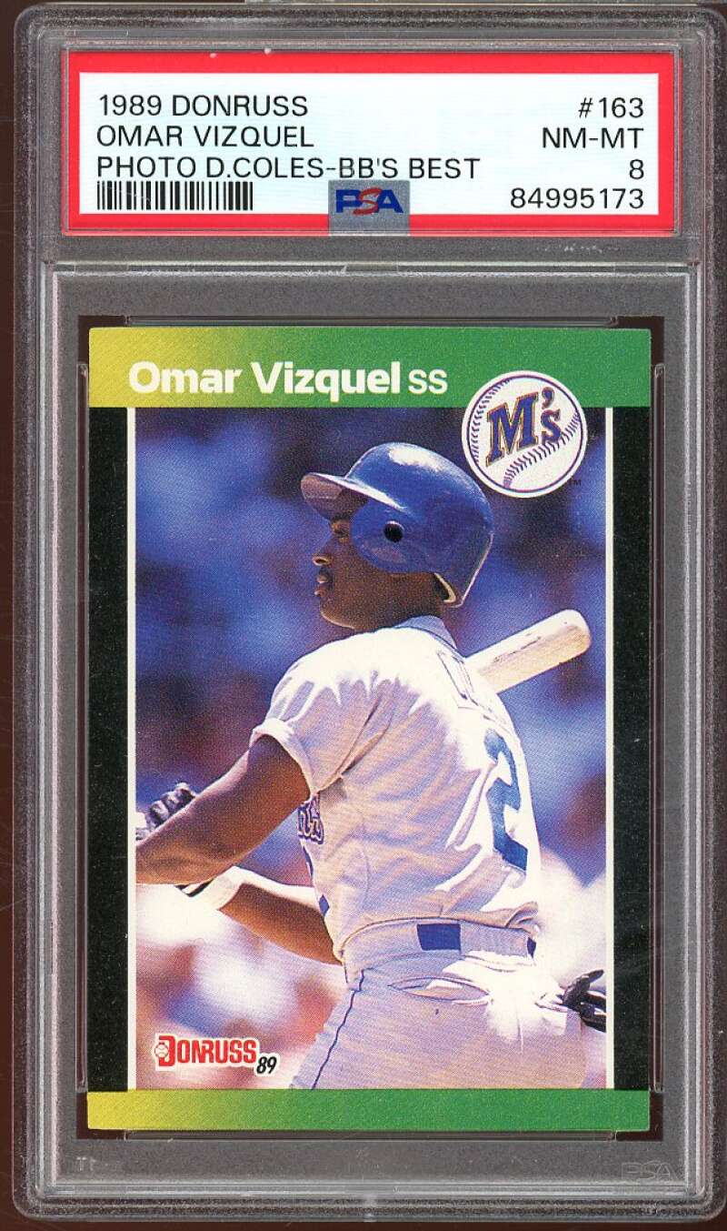 Omar Vizquel Rookie Card 1989 Donruss Baseball's Best #163 PSA 8 Image 1