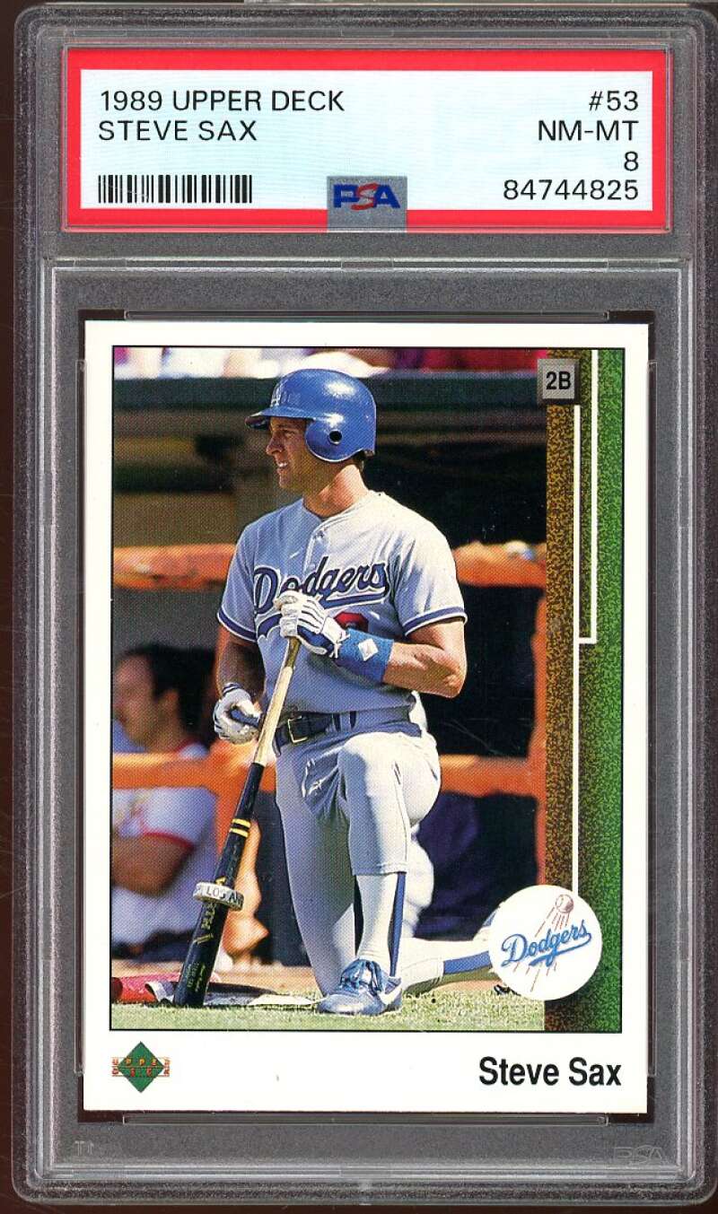 Steve Sax Card 1989 Upper Deck #53 PSA 8 Image 1