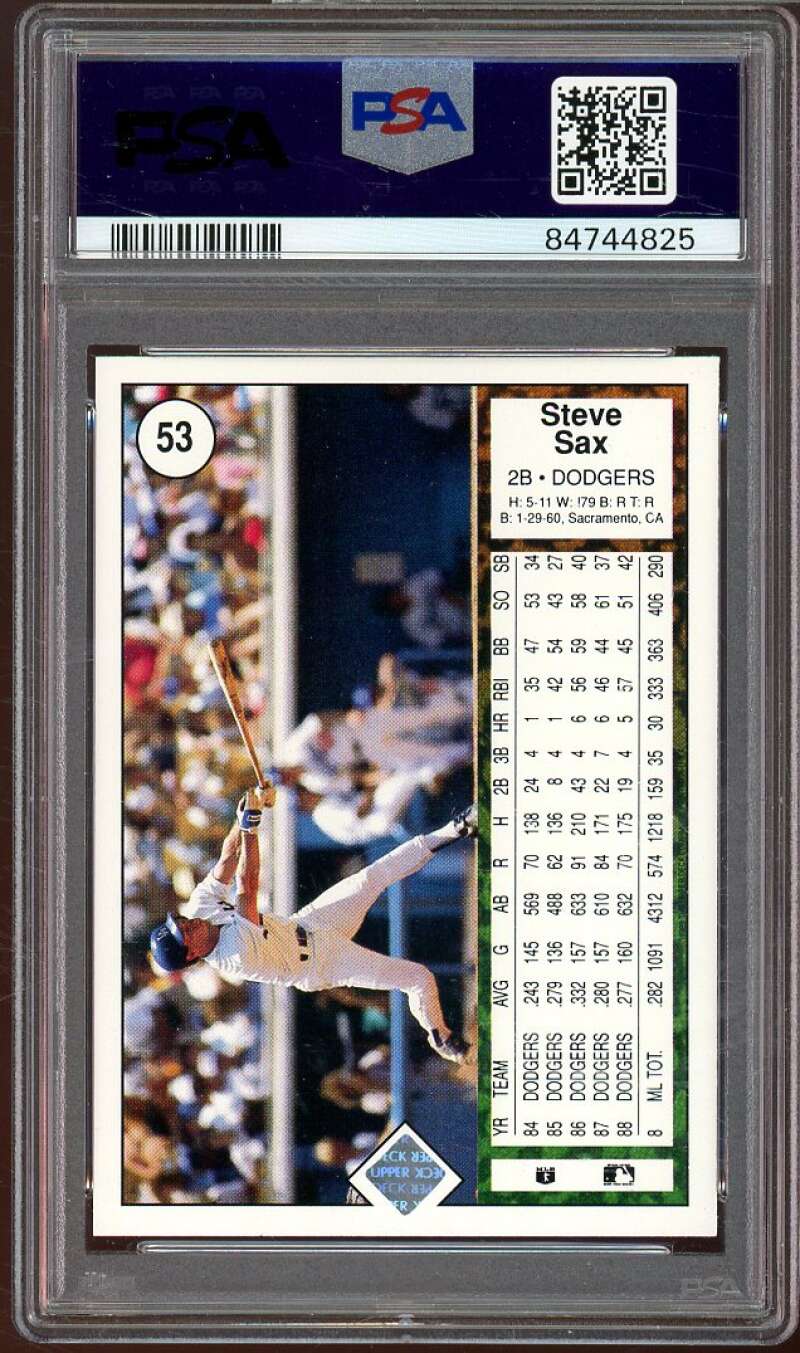 Steve Sax Card 1989 Upper Deck #53 PSA 8 Image 2