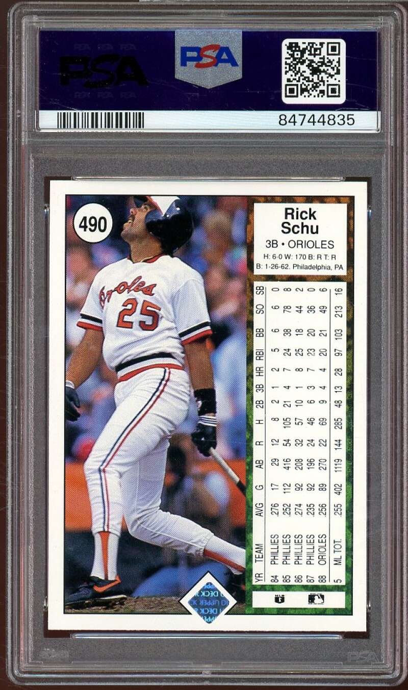 Rick Schu Card 1989 Upper Deck #490 PSA 8 Image 2