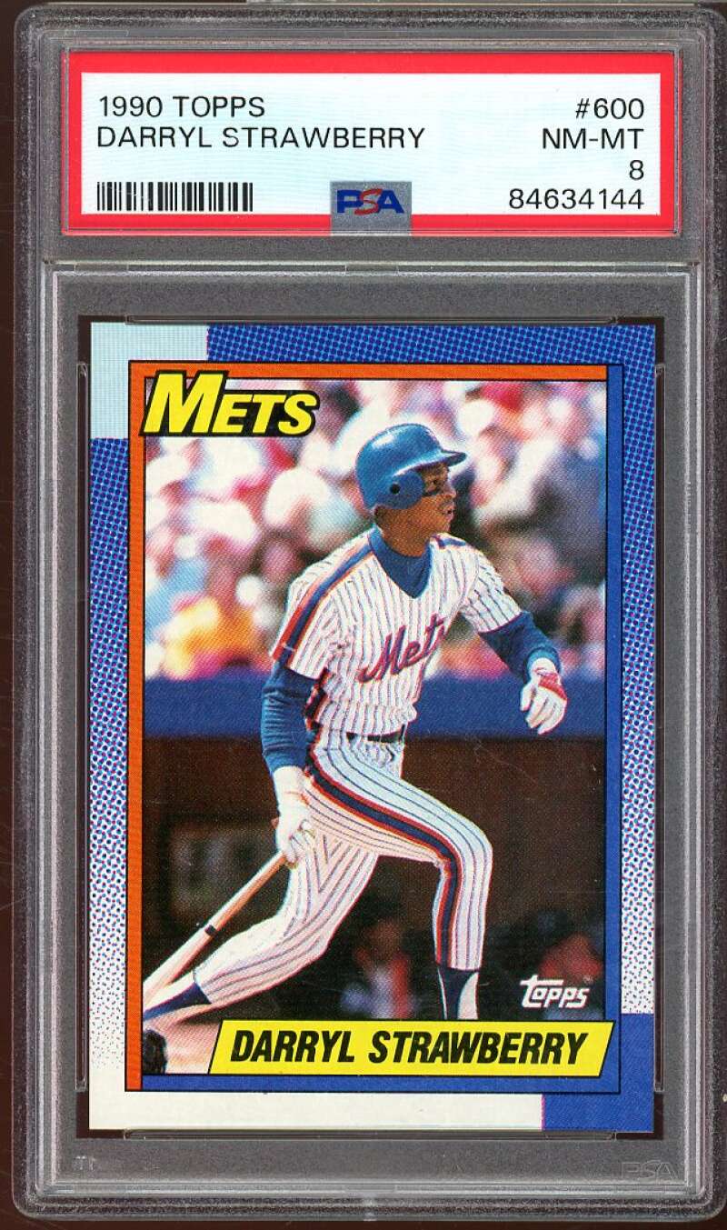 Darryl Strawberry Card 1990 Topps #600 PSA 8 Image 1