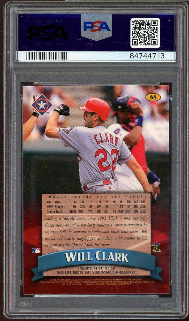 Will Clark Card 1998 Finest #68 PSA 8 Image 2