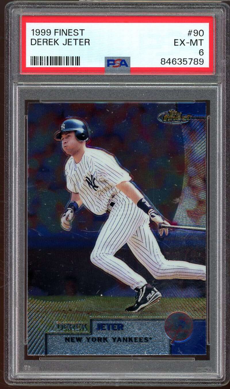 Derek Jeter Card 1999 Finest #90 PSA 6 Image 1