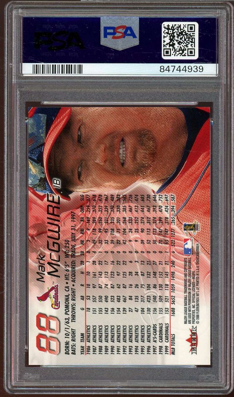 Mark McGwire Card 2000 Fleer Showcase #88 PSA 8 Image 2