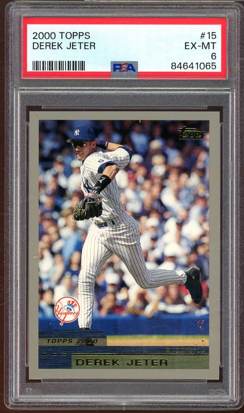 Derek Jeter Card 2000 Topps #15 PSA 6 Image 1