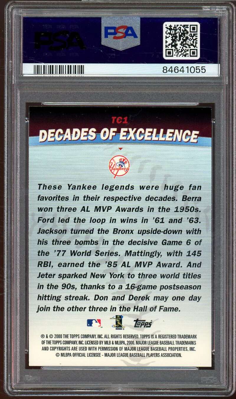 Decade Excellence (Jeter/Berra/Ford/Mattingly/Jackson) 2001 Topps Combo #1 PSA 8 Image 2