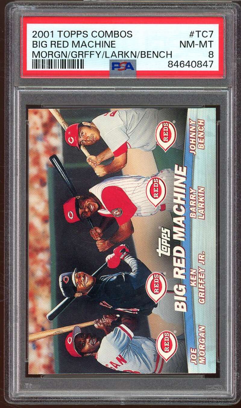 Big Red Machine (Morgan/Griffey/Larkin/Bench) Card 2001 Topps Combos #TC7 PSA 8 Image 1