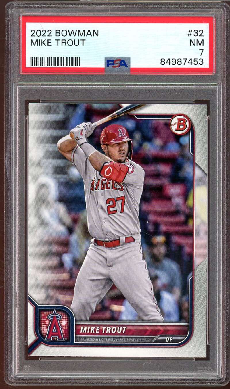 Mike Trout Card 2022 Bowman #32 PSA 7 Image 1