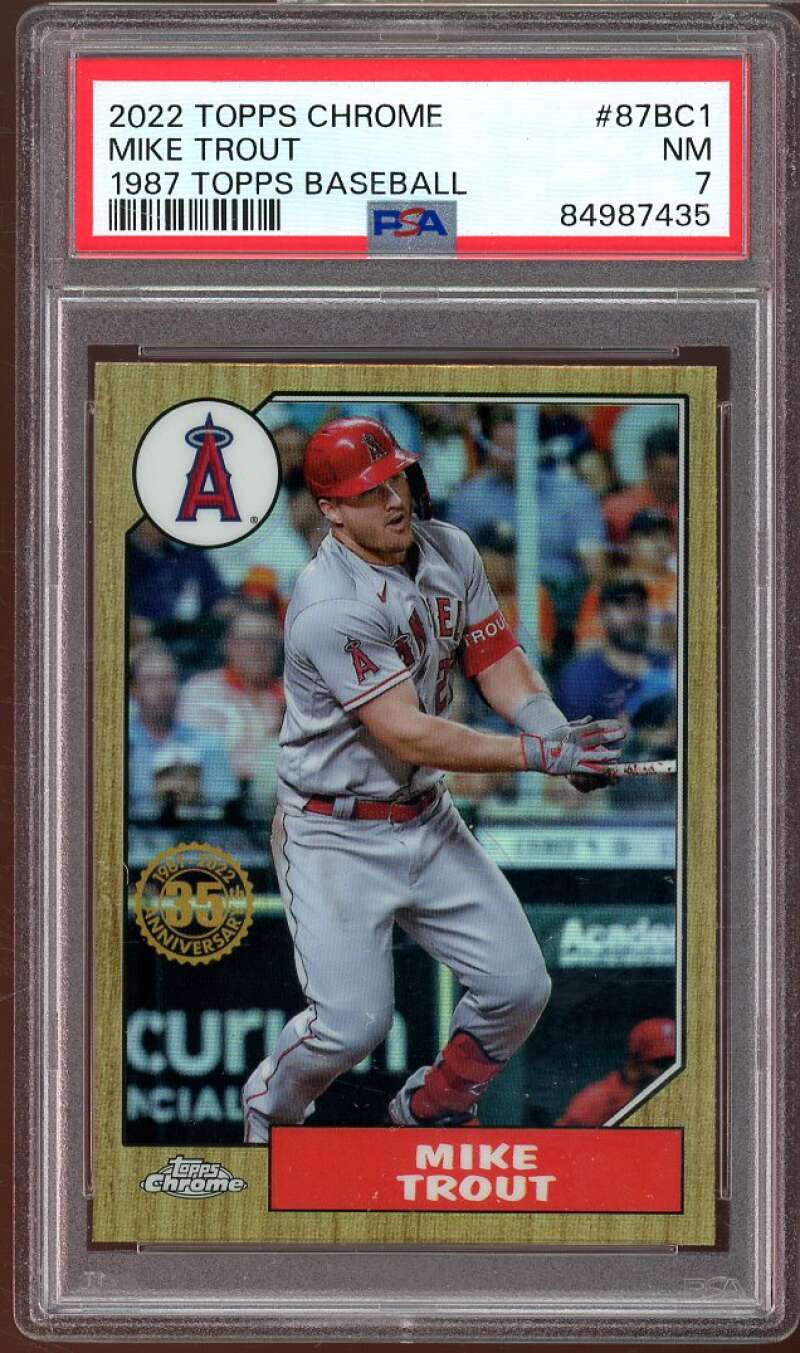 Mike Trout Card 2022 Topps Chrome 1987 Baseball #87BC-1 PSA 7 Image 1