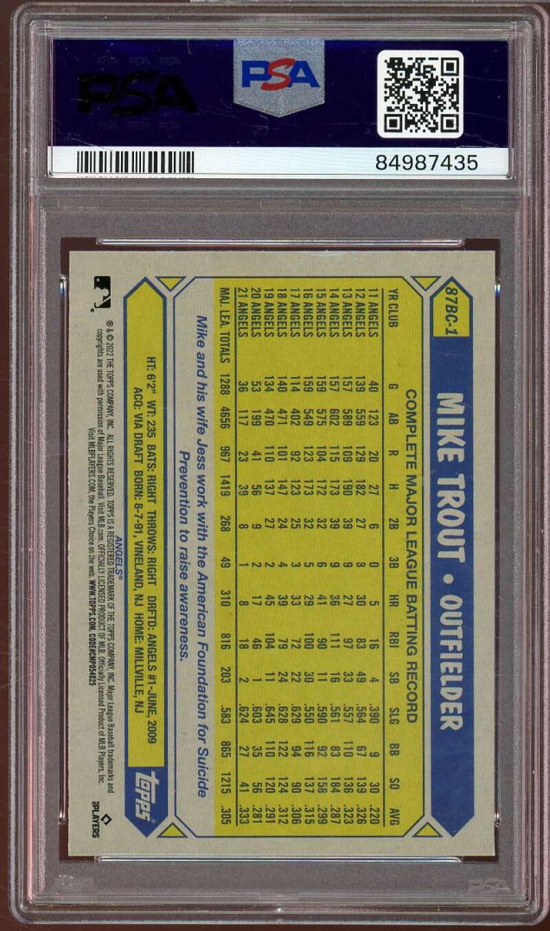 Mike Trout Card 2022 Topps Chrome 1987 Baseball #87BC-1 PSA 7 Image 2