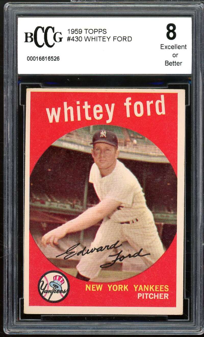 1959 Topps #430 Whitey Ford Card BGS BCCG 8 Excellent+ Image 1