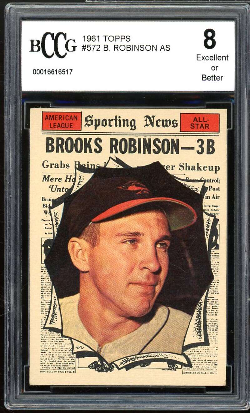 1961 Topps #572 Brooks Robinson All Star Card BGS BCCG 8 Excellent+ Image 1