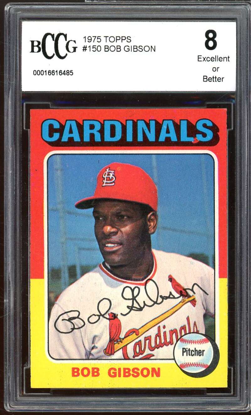 1975 Topps #150 Bob Gibson Card BGS BCCG 8 Excellent+ Image 1