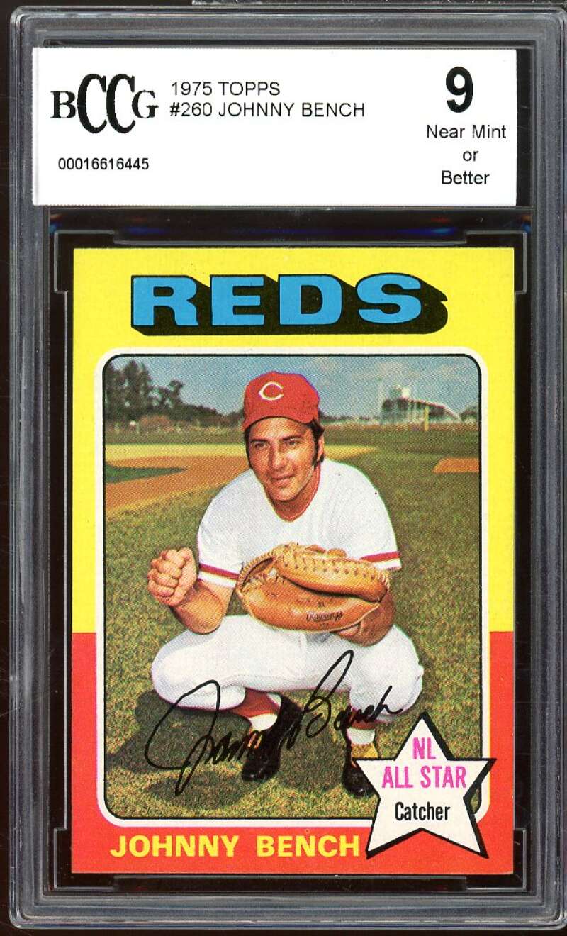 1975 Topps #260 Johnny Bench Card BGS BCCG 9 Mint+ Image 1