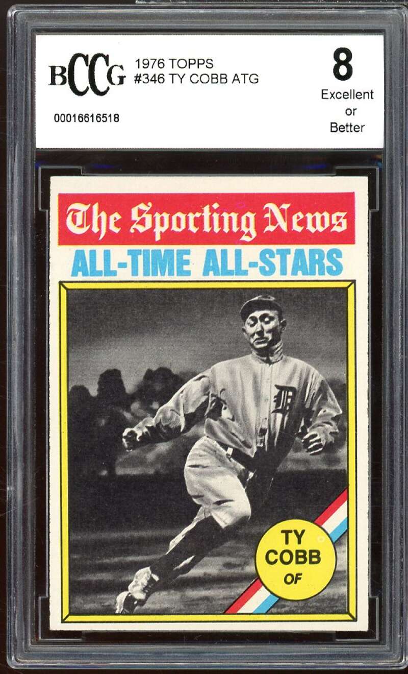 1976 Topps #346 Ty Cobb All Time Greats Card BGS BCCG 8 Excellent+ Image 1