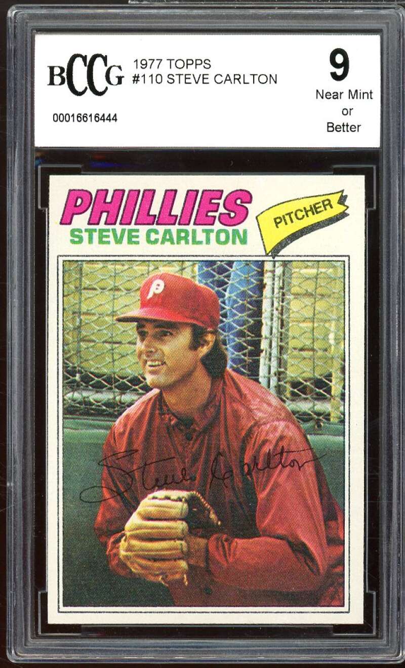 1977 Topps #110 Steve Carlton Card BGS BCCG 9 Near Mint+ Image 1