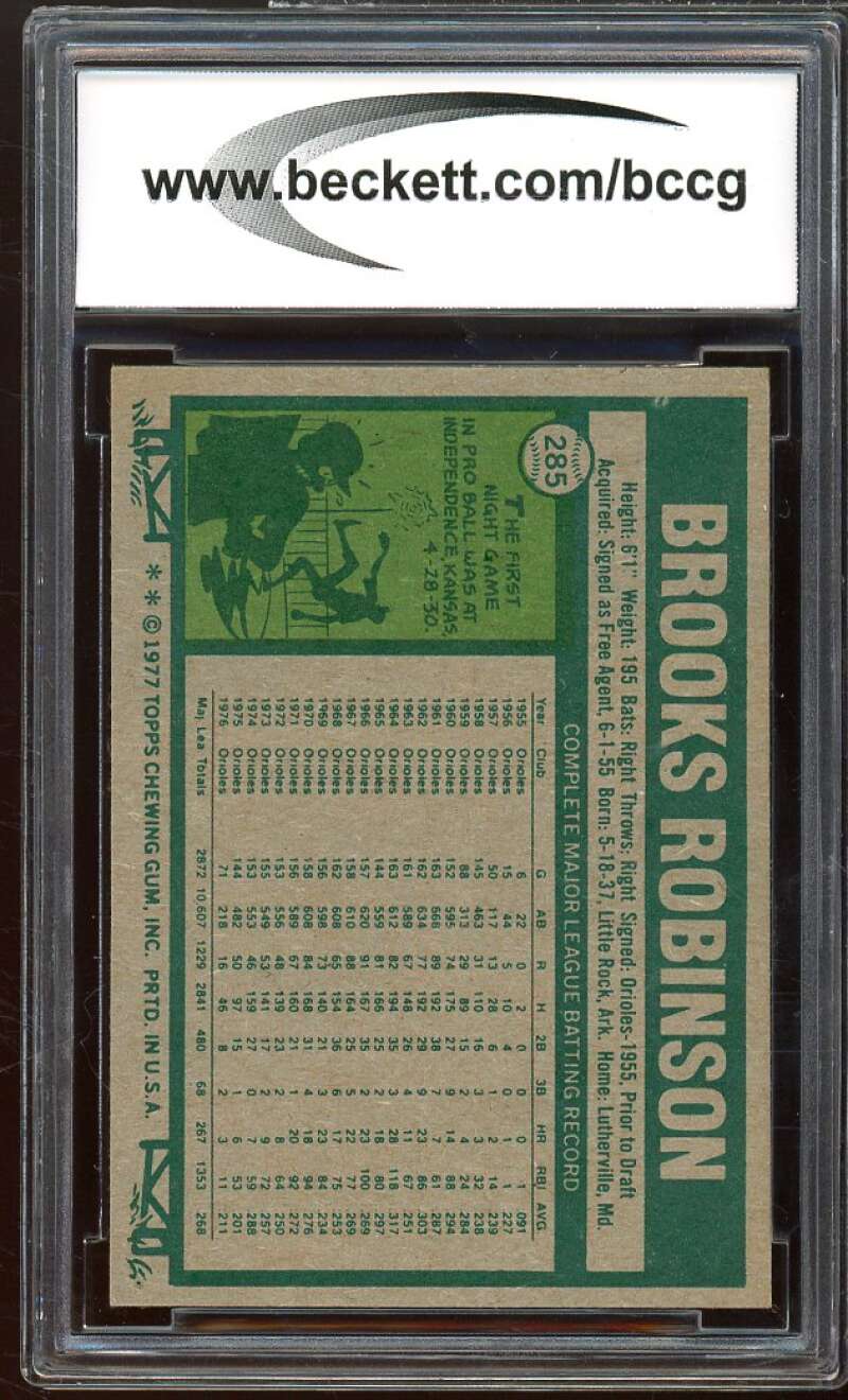 1977 Topps #285 Brooks Robinson Card BGS BCCG 8 Excellent+ Image 2