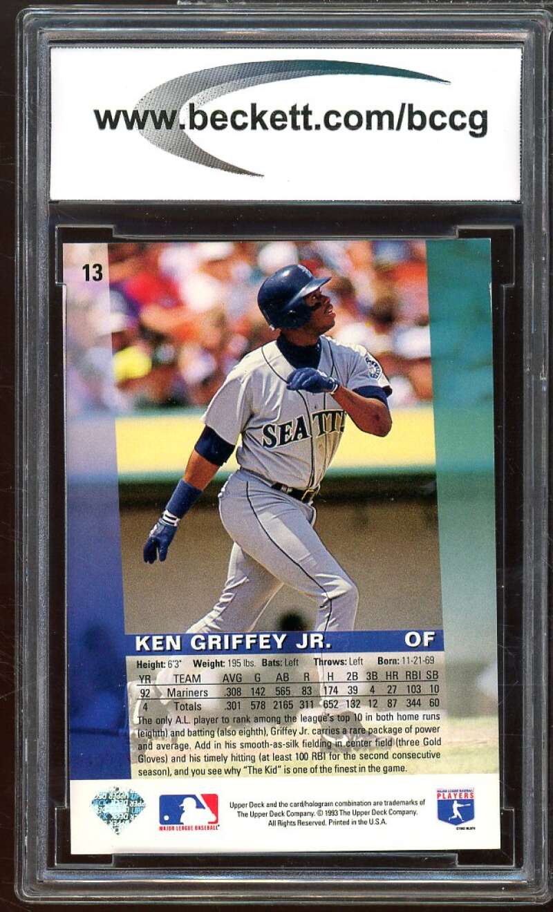 1993 Upper Deck Diamond Gallery #13 Ken Griffey Jr. Card BGS BCCG 10 Mint+ Image 2