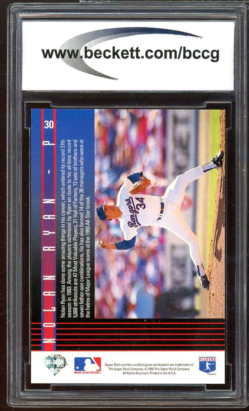 1993 Upper Deck Diamond Gallery #30 Nolan Ryan Card BGS BCCG 10 Mint+ Image 2