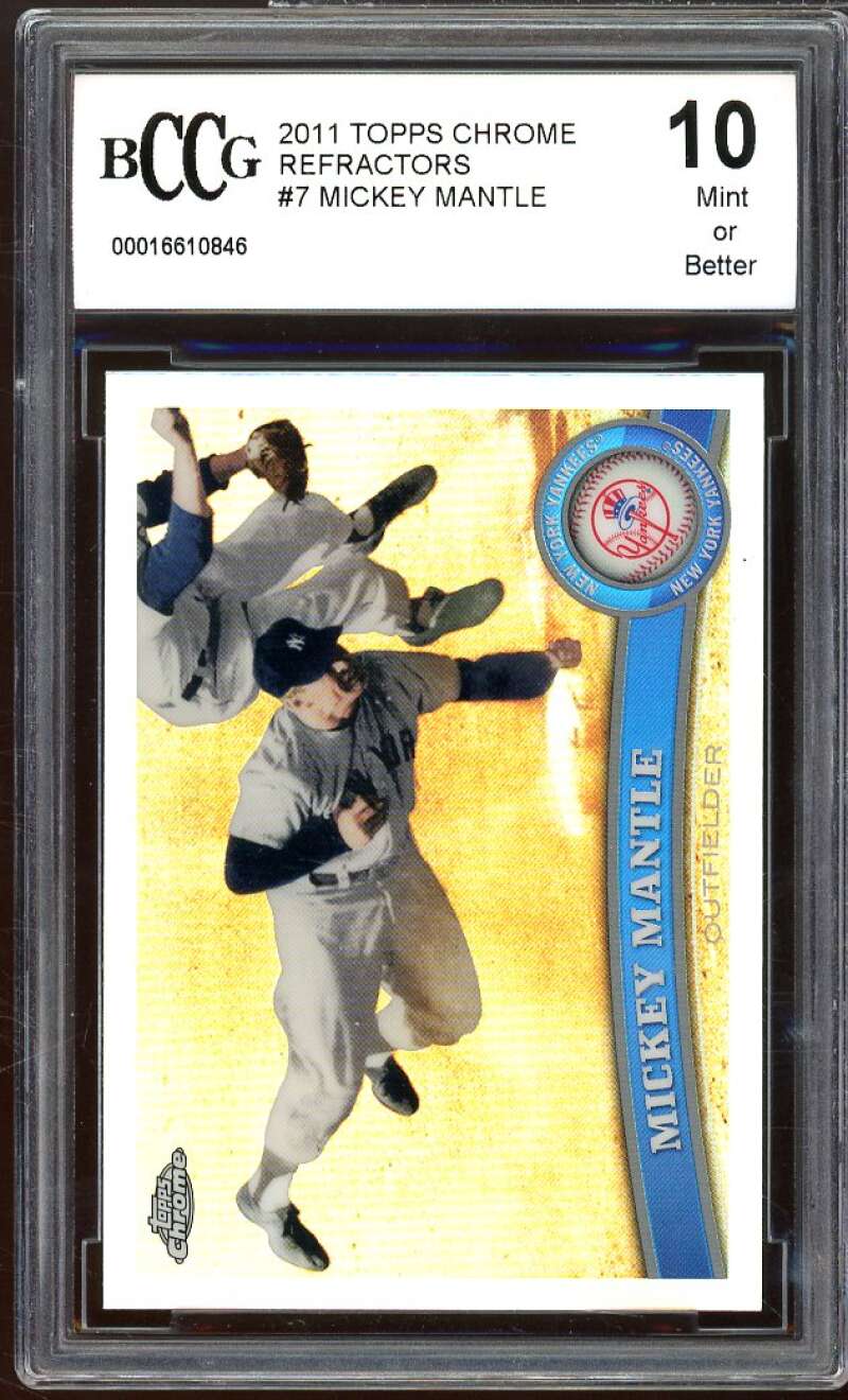 2011 Topps Chrome Refractors #7 Mickey Mantle Card BGS BCCG 10 Mint+ Image 1