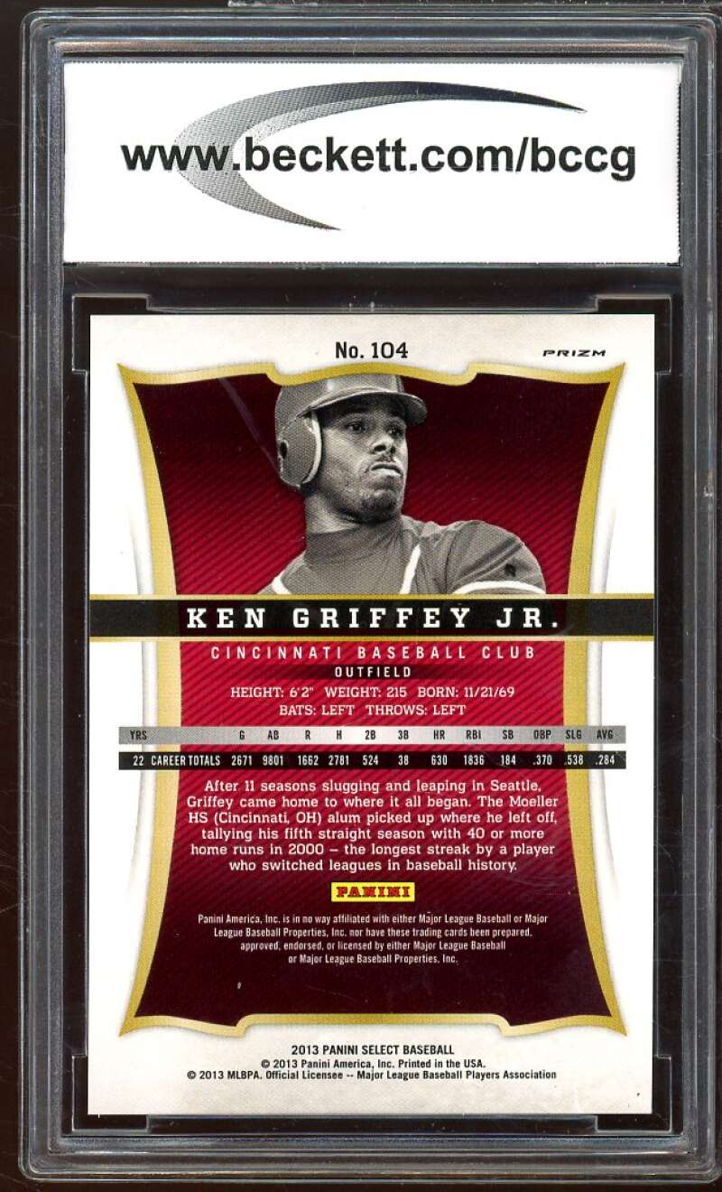 2013 Select Prizm #104 Ken Griffey Jr. Card BGS BCCG 10 Mint+ Image 2