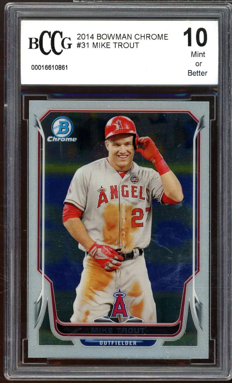 2014 Bowman Chrome #31 Mike Trout Card BGS BCCG 10 Mint+ Image 1