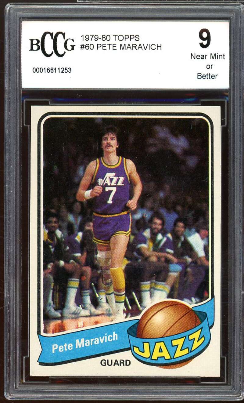 1979-80 Topps #60 Pete Maravich Card BG BCCG 9 Near Mint+ Image 1