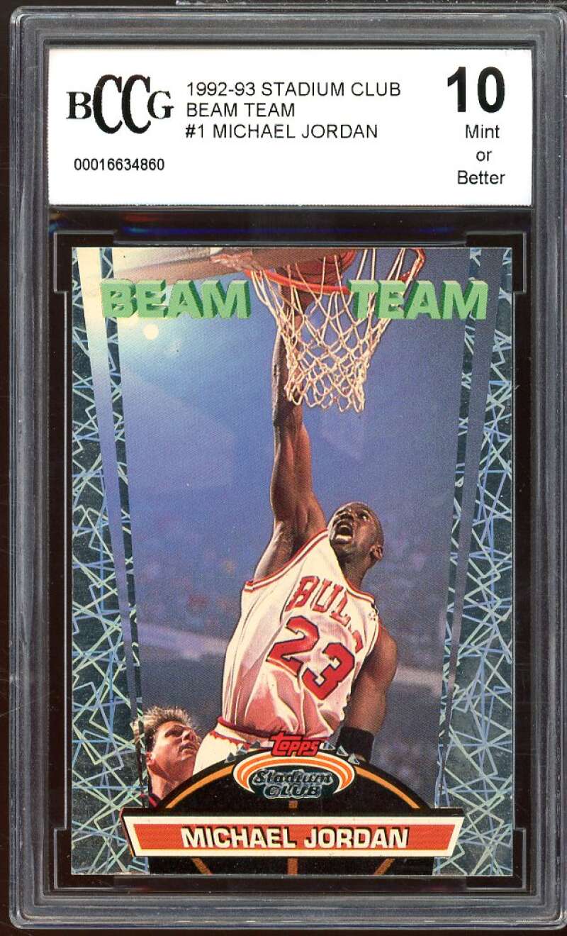 1992-93 Stadium Club Beam Team #1 Michael Jordan Card BGS BCCG 10 Mint+ Image 1