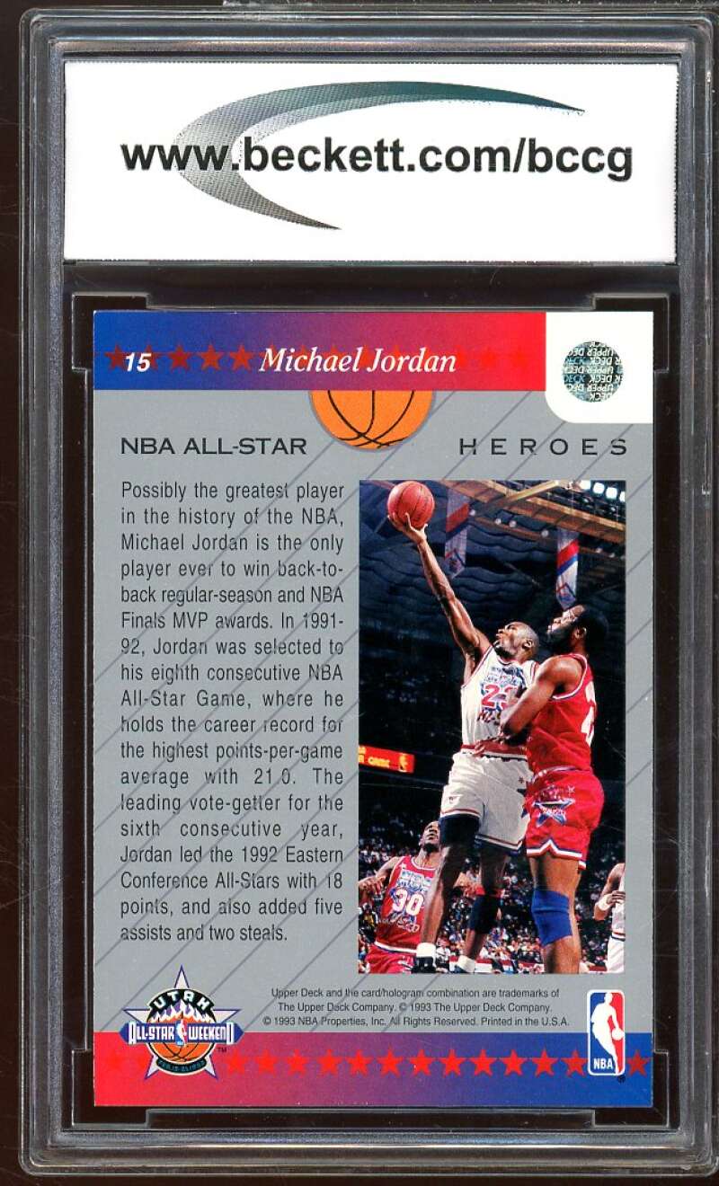 1992-93 Upper Deck All-Star Weekend #15 Michael Jordan Card BGS BCCG 10 Mint+ Image 2