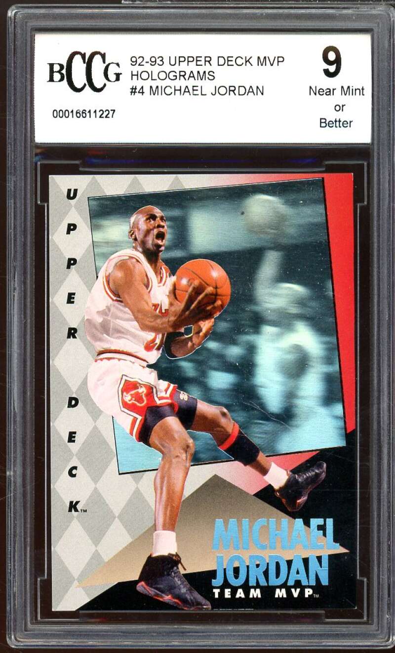 1992-93 Upper Deck MVP Holograms #4 Michael Jordan Card BGS BCCG 9 Near Mint+ Image 1